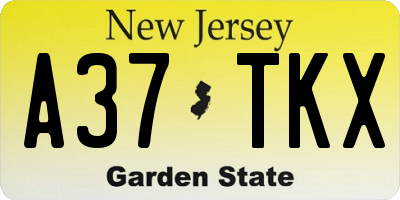 NJ license plate A37TKX