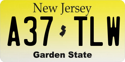 NJ license plate A37TLW