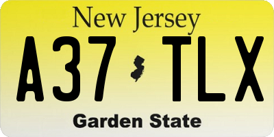 NJ license plate A37TLX