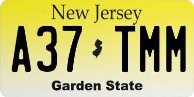 NJ license plate A37TMM