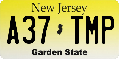 NJ license plate A37TMP