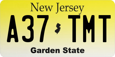 NJ license plate A37TMT