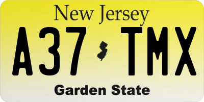 NJ license plate A37TMX