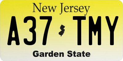 NJ license plate A37TMY