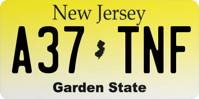 NJ license plate A37TNF
