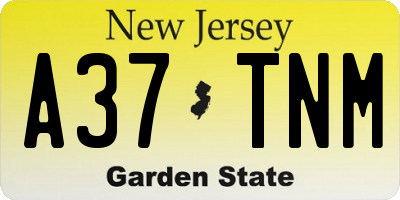 NJ license plate A37TNM
