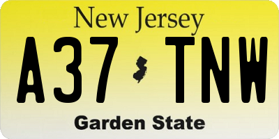 NJ license plate A37TNW