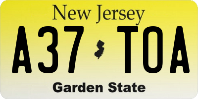 NJ license plate A37TOA