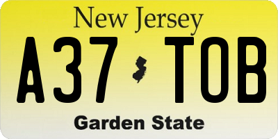 NJ license plate A37TOB