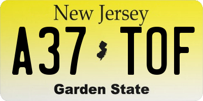 NJ license plate A37TOF