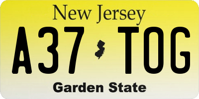 NJ license plate A37TOG