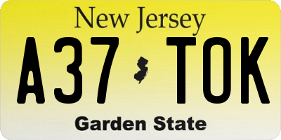 NJ license plate A37TOK