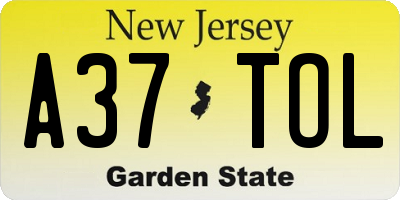 NJ license plate A37TOL