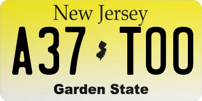NJ license plate A37TOO