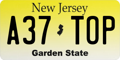 NJ license plate A37TOP