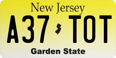 NJ license plate A37TOT