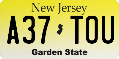 NJ license plate A37TOU