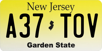NJ license plate A37TOV
