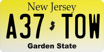 NJ license plate A37TOW