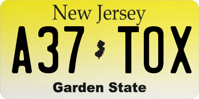 NJ license plate A37TOX