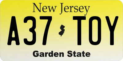 NJ license plate A37TOY