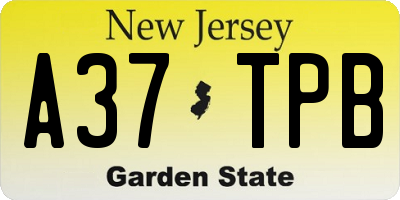 NJ license plate A37TPB