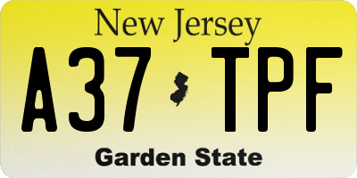 NJ license plate A37TPF