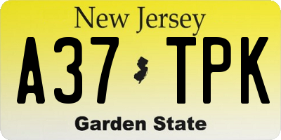 NJ license plate A37TPK
