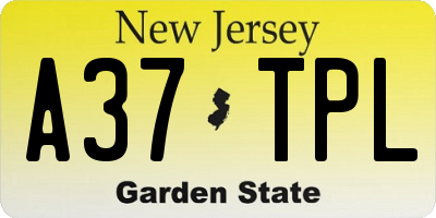 NJ license plate A37TPL