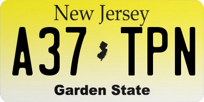 NJ license plate A37TPN
