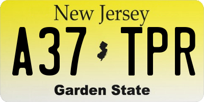 NJ license plate A37TPR