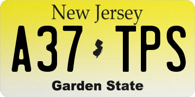 NJ license plate A37TPS