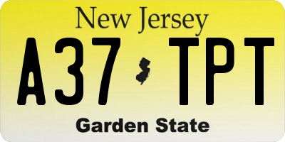 NJ license plate A37TPT