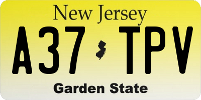 NJ license plate A37TPV