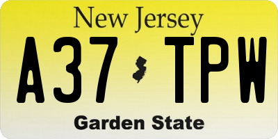 NJ license plate A37TPW
