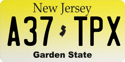 NJ license plate A37TPX