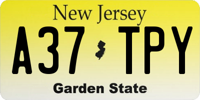 NJ license plate A37TPY