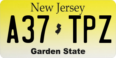 NJ license plate A37TPZ