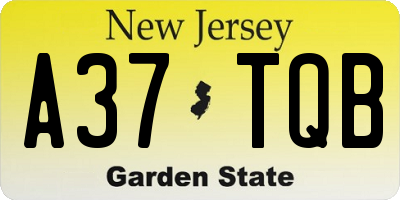 NJ license plate A37TQB