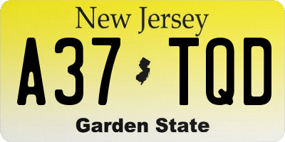 NJ license plate A37TQD