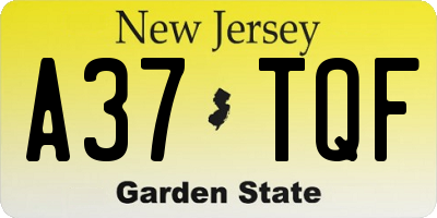 NJ license plate A37TQF