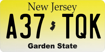 NJ license plate A37TQK
