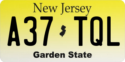 NJ license plate A37TQL