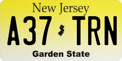 NJ license plate A37TRN