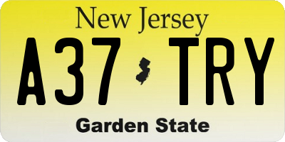 NJ license plate A37TRY