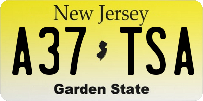 NJ license plate A37TSA