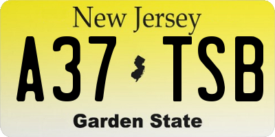 NJ license plate A37TSB