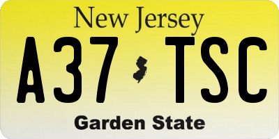 NJ license plate A37TSC