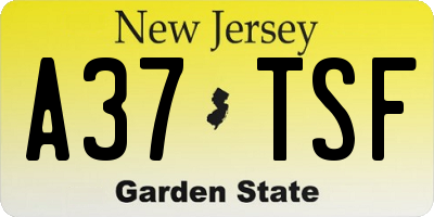 NJ license plate A37TSF