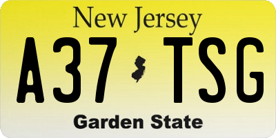 NJ license plate A37TSG